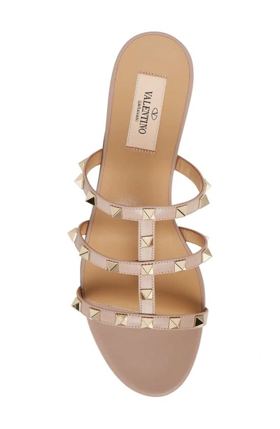 Valentino Rockstud Leather Sandal In P45 Poudre