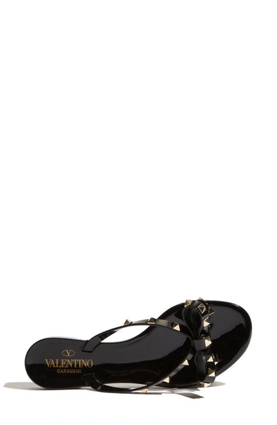 Valentino Heel Sandals With Bow Accent And Studded Embellishments In 0no Nero