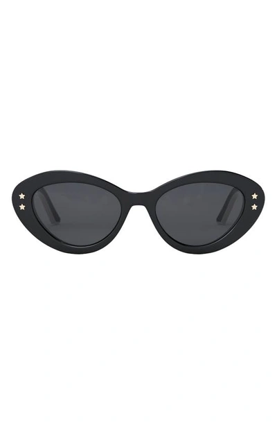 Shop Dior 'pacific B1u 53mm Butterfly Sunglasses In Shiny Black / Smoke
