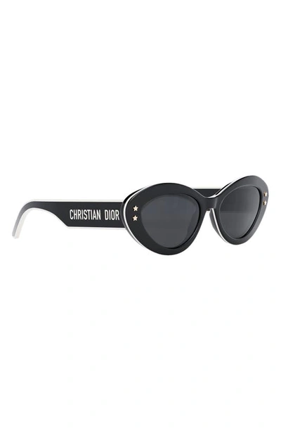 Shop Dior 'pacific B1u 53mm Butterfly Sunglasses In Shiny Black / Smoke
