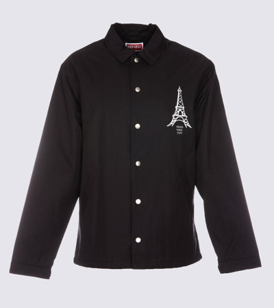 Shop Kenzo Black Cotton Casual Jacket