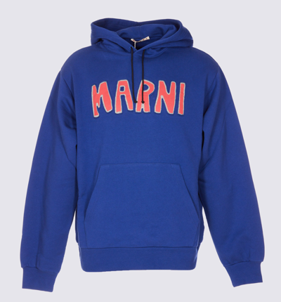 Shop Marni Blue Cotton Sweatshirt In Ocean