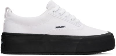 Shop Ambush White Low Vulcanized Sneakers In White Black