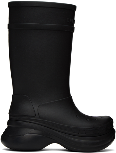 Shop Balenciaga Black Crocs Edition Rubber Chelsea Boots In 1000
