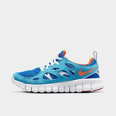 Shop Nike Big Kids' Free Run 2 Running Shoes In Laser Blue/safety Orange/game Royal/white