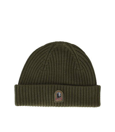 Shop Parajumpers Rib Olive Green Beanie