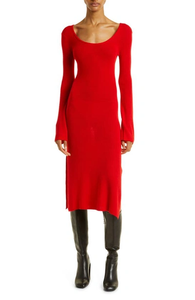 Shop Baum Und Pferdgarten Cecily Long Sleeve Merino Wool Sweater Dress In Adrenaline Rush