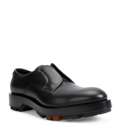 Shop Zegna Leather Udine Derby Shoes In Black