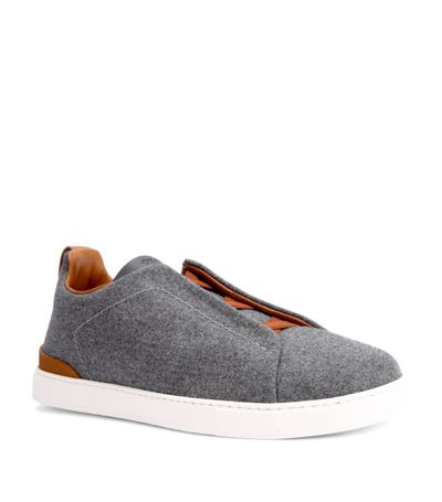 Shop Zegna Canvas Triple Stitch Sneakers In Grey