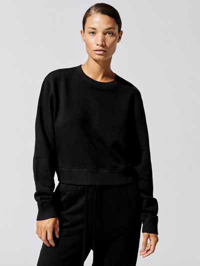 Shop Carbon38 French Terry Crew Neck Sweatshirt In Black