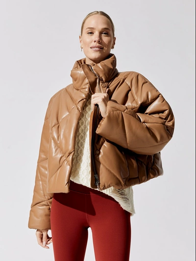 Shop Stand Studio Aina Faux Leather Puffer Jacket In Nougat