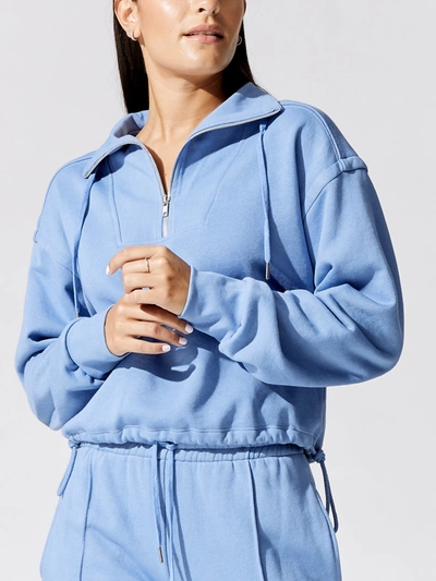 Shop Jonathan Simkhai Standard Zella Organic Terry Cropped Pullover In Blue