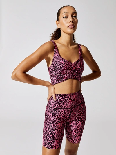 Shop Carbon38 Swirly Leopard Printed Twist Front Cami In Electric Pink Swirly Leopard