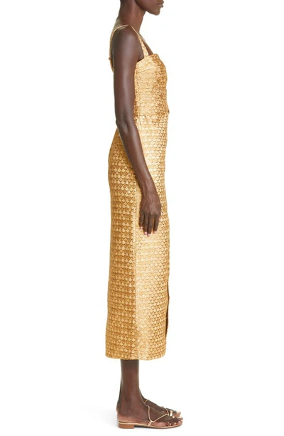 Johanna Ortiz Ideal Universe Jacquard Midi Dress In Gold | ModeSens