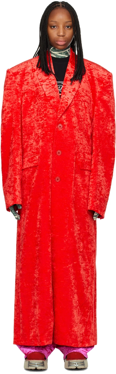 Shop Vetements Red Button Up Coat