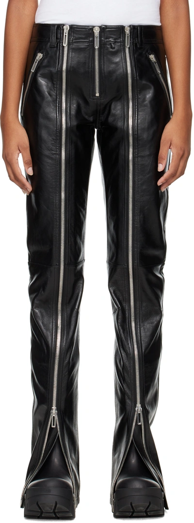 Shop 032c Black Spoil Zip Leather Trousers