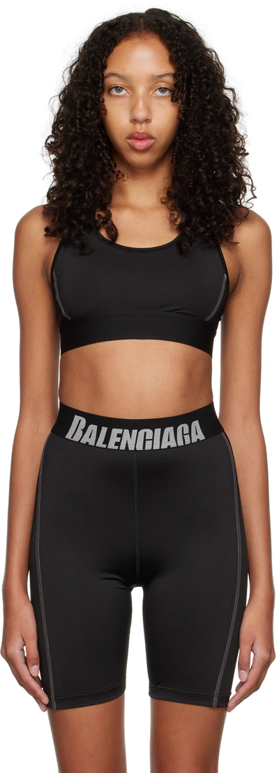 Shop Balenciaga Black Sporty Bra In 1062 Black/grey