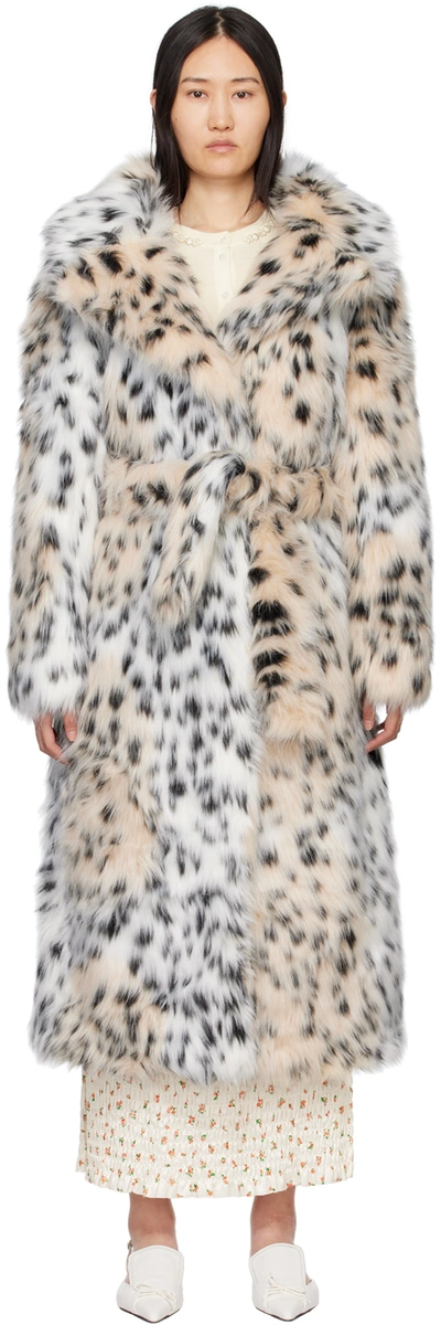 Yuhan Wang Belted Faux Fur Coat In Multi