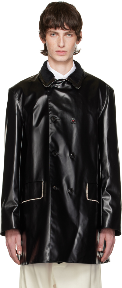Shop Maison Margiela Black Double-breasted Coat In 900 Black