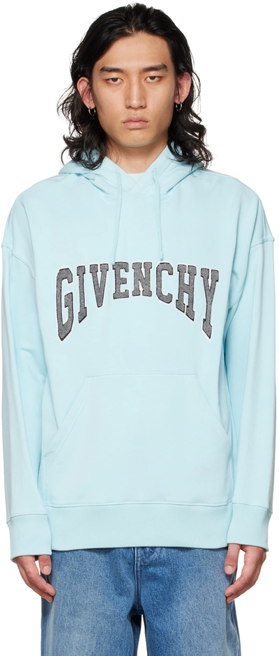 Shop Givenchy Blue Patch Hoodie In 466-acqua Marine
