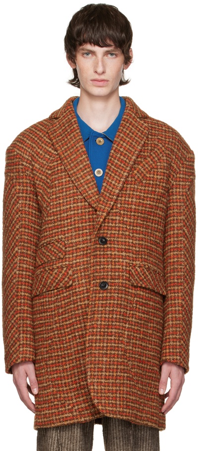 Andersson Bell Orange & Brown Andrea Coat In Orange/brown Orabro