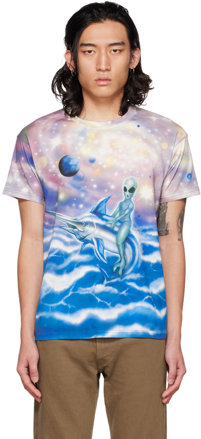 Shop Stockholm Surfboard Club Multicolor Airbrush T-shirt In Space Rider