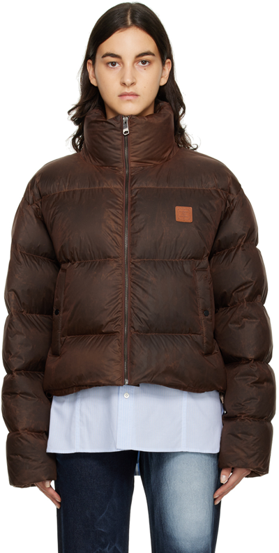 Shop Ader Error Brown Quilted Down Jacket