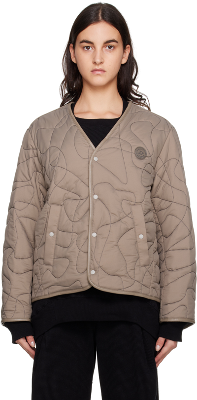 Shop Ader Error Taupe Quilted Jacket In Grey