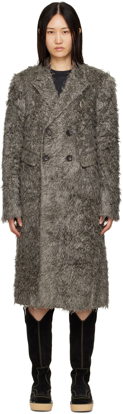 Shop Andersson Bell Gray Naomi Fur Long Coat In Grey