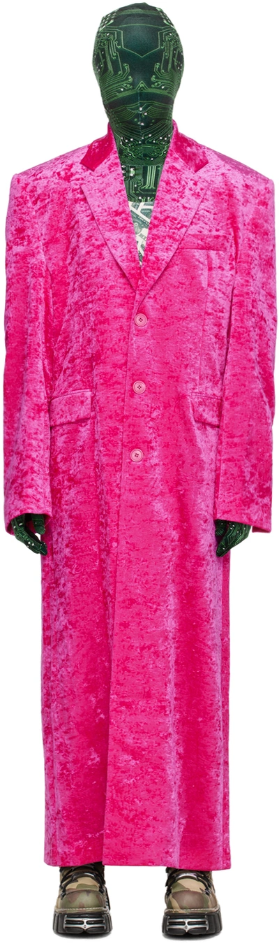 Shop Vetements Pink Button Up Coat
