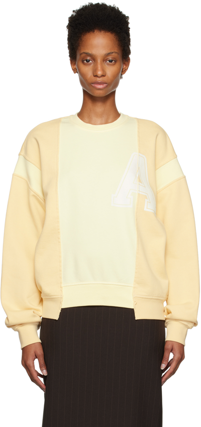 Shop Ambush Yellow Varsity Sweatshirt In Parsnip Off White