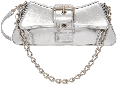 Shop Balenciaga Silver Small Lindsay Shoulder Bag In 8110 Silver