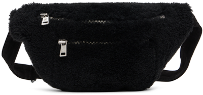 Shop Yves Salomon Black Shearling Belt Bag In C99 Noir