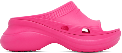 Shop Balenciaga Pink Crocs Edition Pool Slides In 5000 Pink