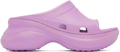 Shop Balenciaga Purple Crocs Edition Pool Slides In 5600 Lilac