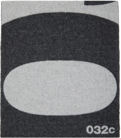 Shop 032c Gray Logo Scarf In White Black