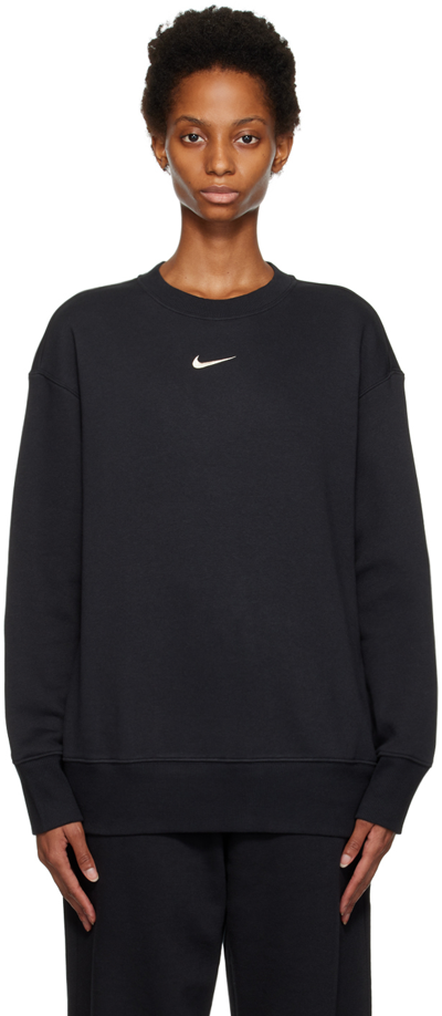 Shop Nike Black Sportswear Phoenix Sweater In Black/sail