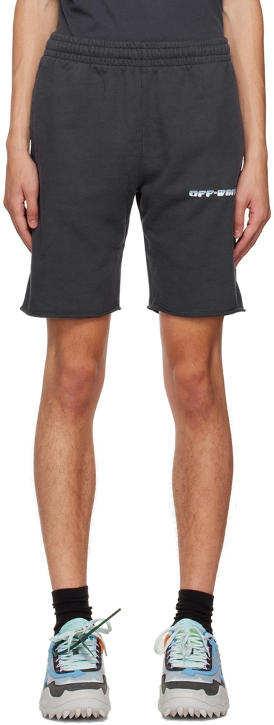 Shop Off-white Navy Between Arrow Shorts In Outerspace White