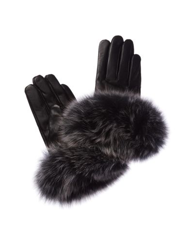 Shop La Fiorentina Leather Glove In Grey