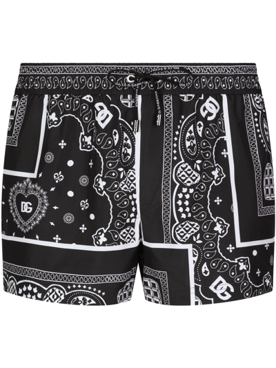 Shop Dolce & Gabbana Printed Swimming Shorts In Nero