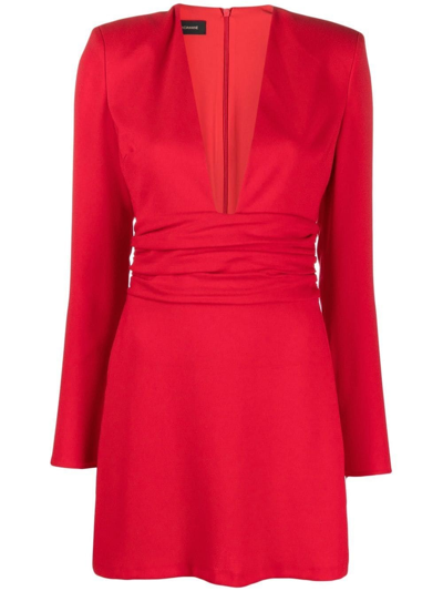 Shop The Andamane `kate` Deep V-neck Mini Dress In Rosso