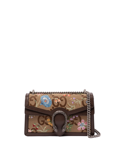Shop Gucci Small `dionysus Jumbo Gg` Shoulder Bag In Marrone