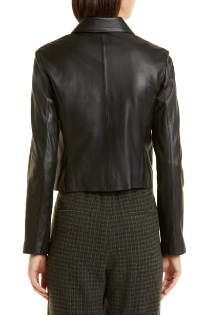 Shop Vince Leather Moto Jacket In Black
