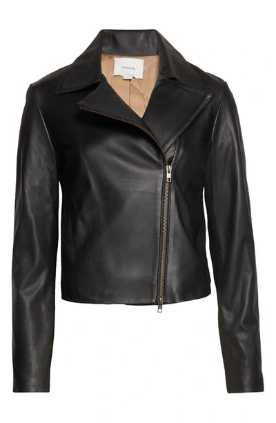 Shop Vince Leather Moto Jacket In Black