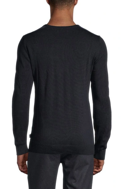 Shop Soul Of London Crewneck Textured Sweater In Navy
