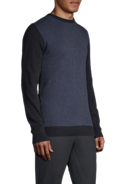 Shop Soul Of London Crewneck Textured Sweater In Navy