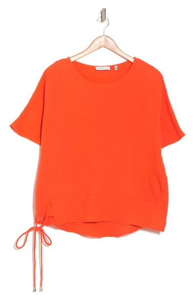 Shop Patrizia Luca Side Tie Top In Orange