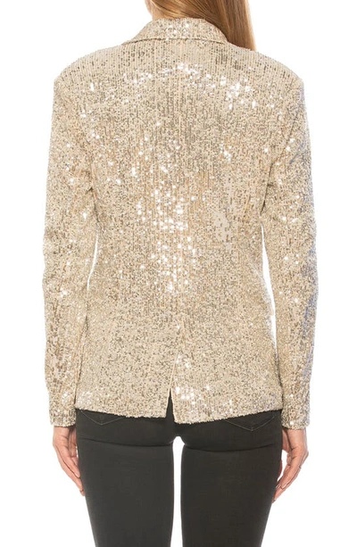 Alexia Admor Abbi Longline Double Breasted Sequin Blazer In Silver