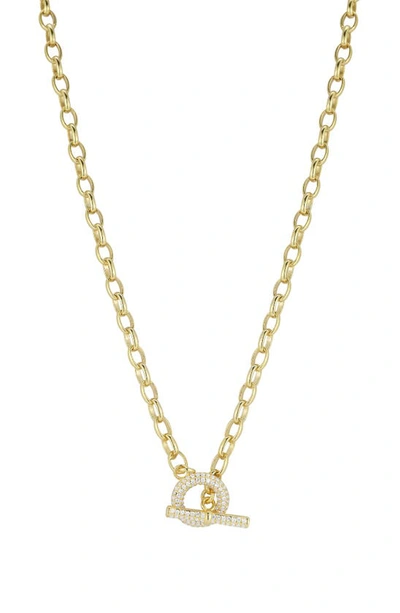 Glaze Jewelry Toggle Cubic Zirconia Necklace In Yellow Gold