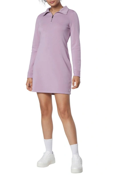 Shop Andrew Marc Sport Long Sleeve 1/4 Zip Sweatshirt Dress In Amethyst